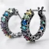Colored gemstone earrings, natural zircon, light luxury, fashionable and versatile women's earrings, accessories, earrings, stud earrings, silver needles, vintage accessories Application Scenario